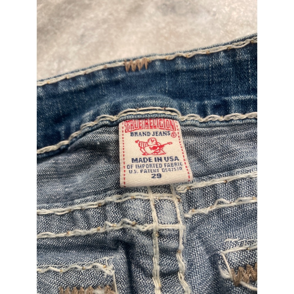 True Religion Jeans Womens 29 Blue Joey Super T Flare Thick Stitch Denim - Picture 6 of 10